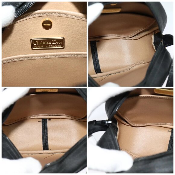 Christian Dior Trotter Canvas Shoulder Bag PVC Black Gold Auth sw750 - Picture 15 of 16